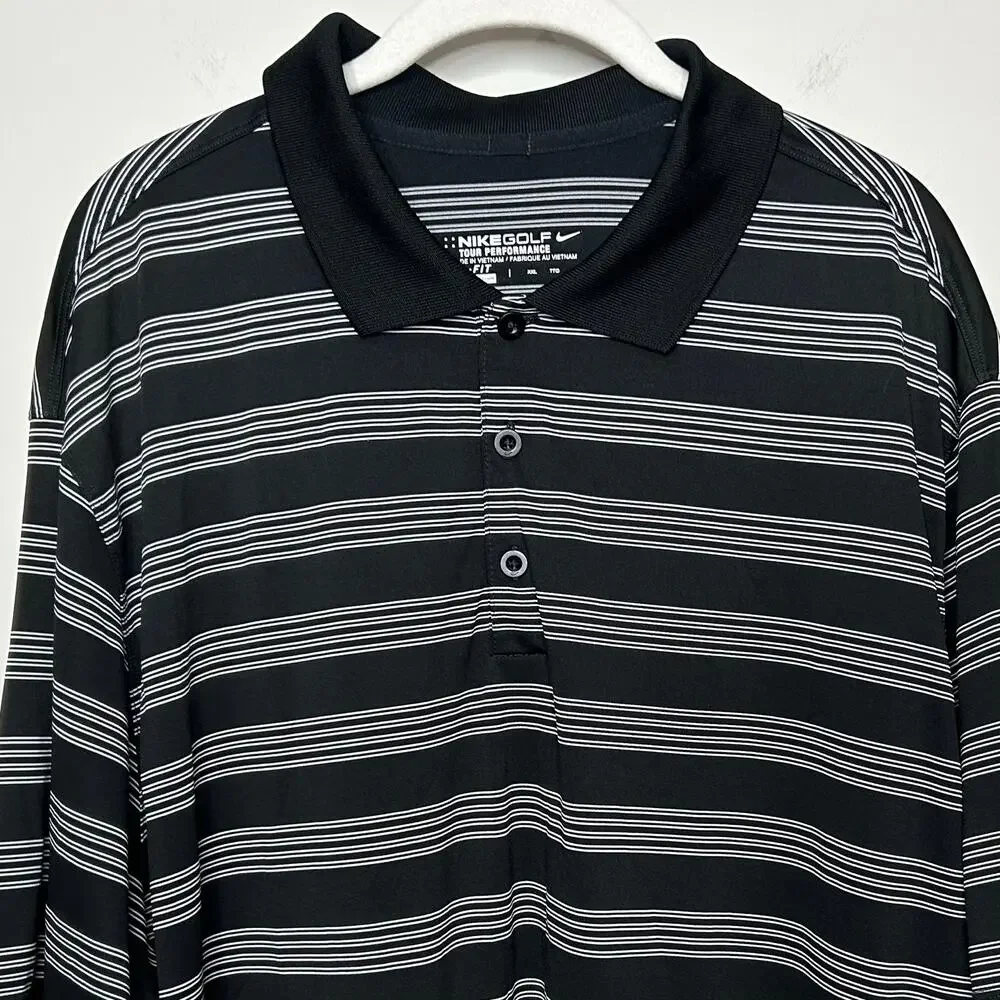 Nike Golf Tour Performance Polo Shirt Size XXL Dri-Fit Short Sleeves Black